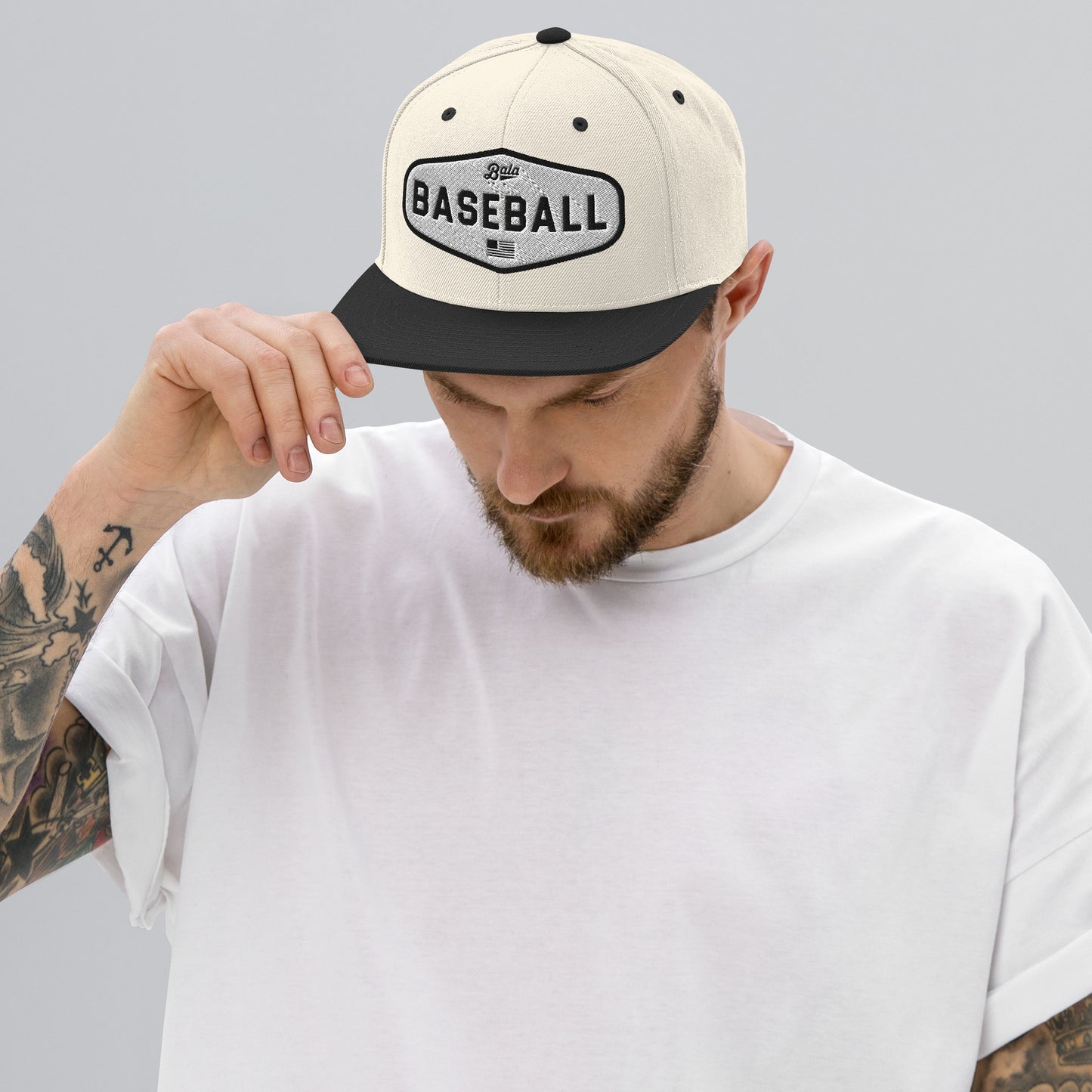 Bala Chevron Badge Snapback Hat - Beige