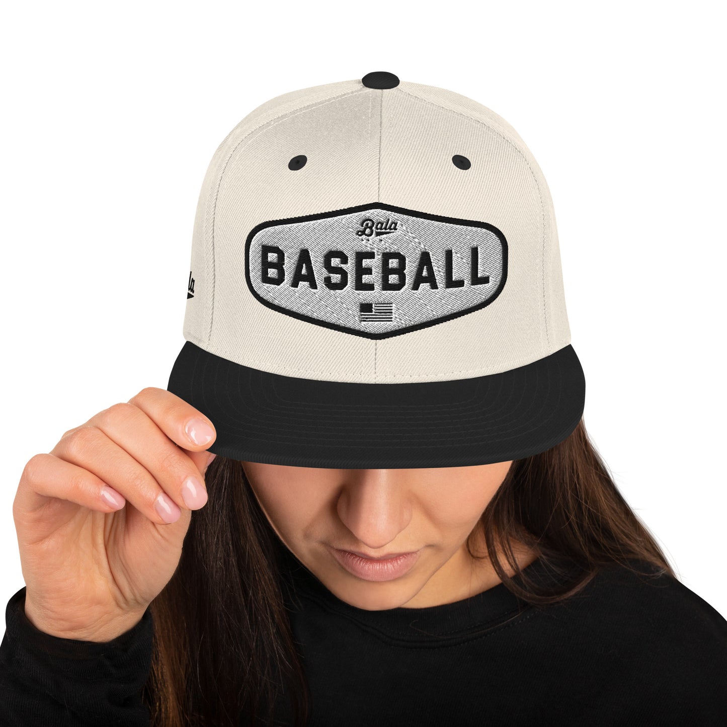 Bala Chevron Badge Snapback Hat - Beige