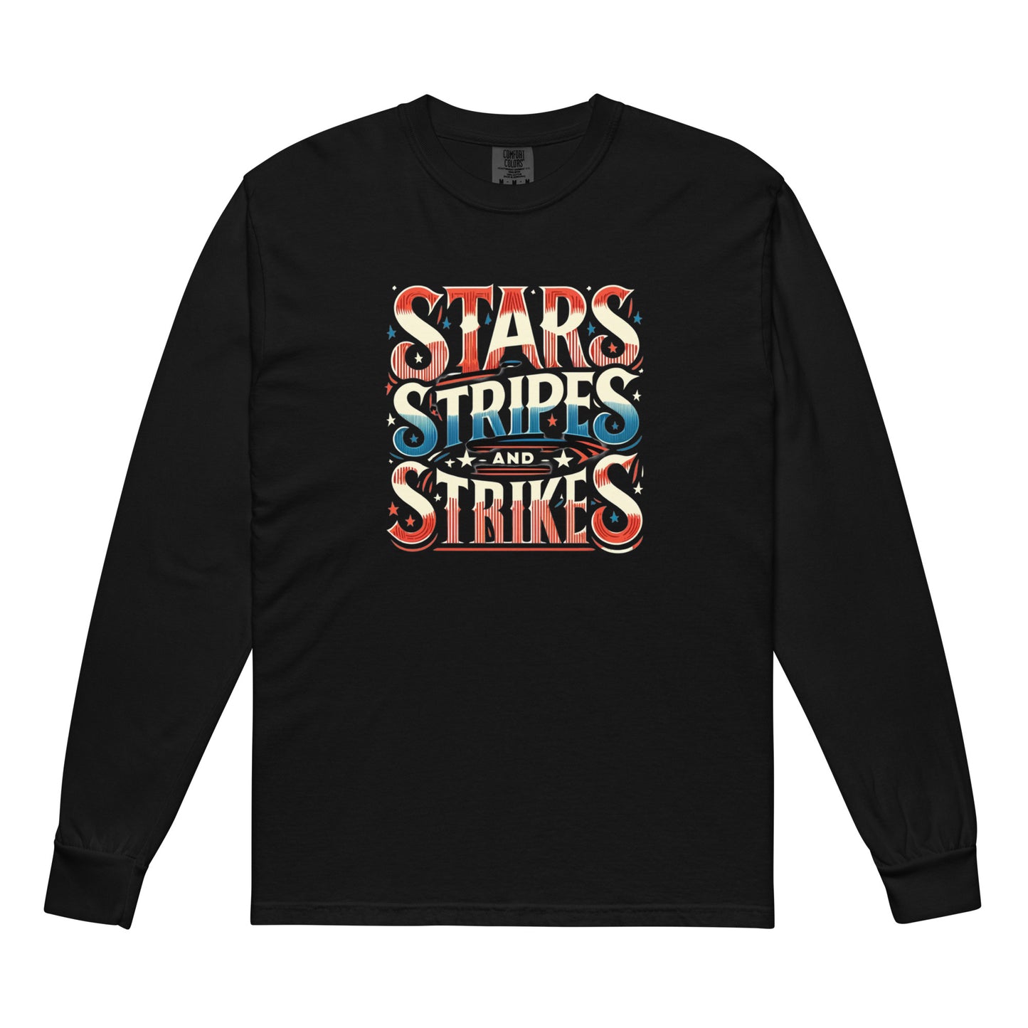 Men’s Stars, Stripes & Strikes Garment-dyed heavyweight long-sleeve shirt