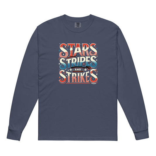 Men’s Stars, Stripes & Strikes Garment-dyed heavyweight long-sleeve shirt