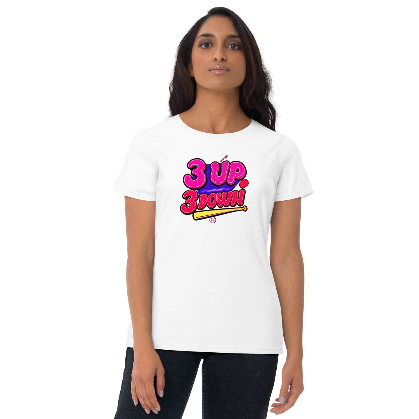 3 up 3. Down Women's short sleeve t-shirt - White