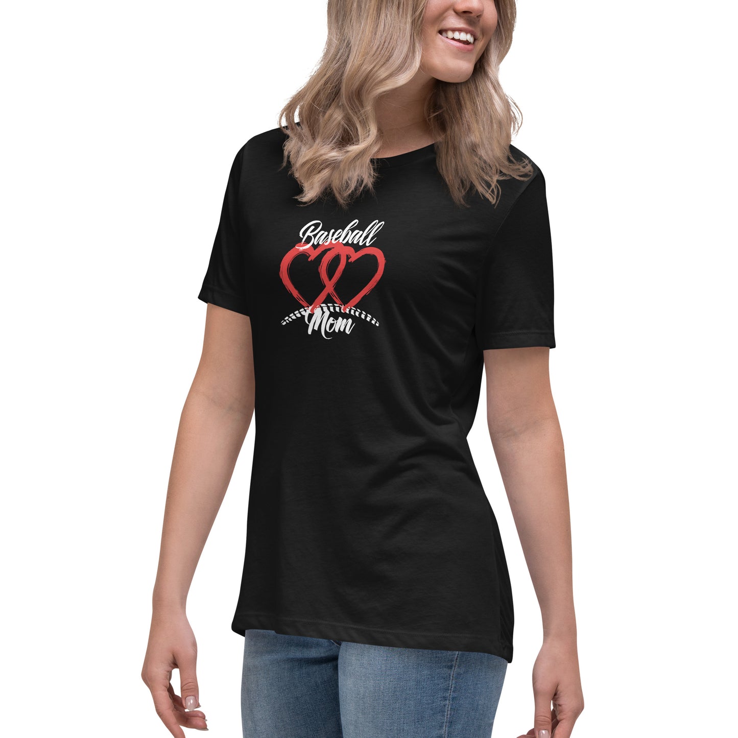 Baseball Mom Two Hearts Better than 1 Women's Relaxed T-Shirt - Multiple Colors