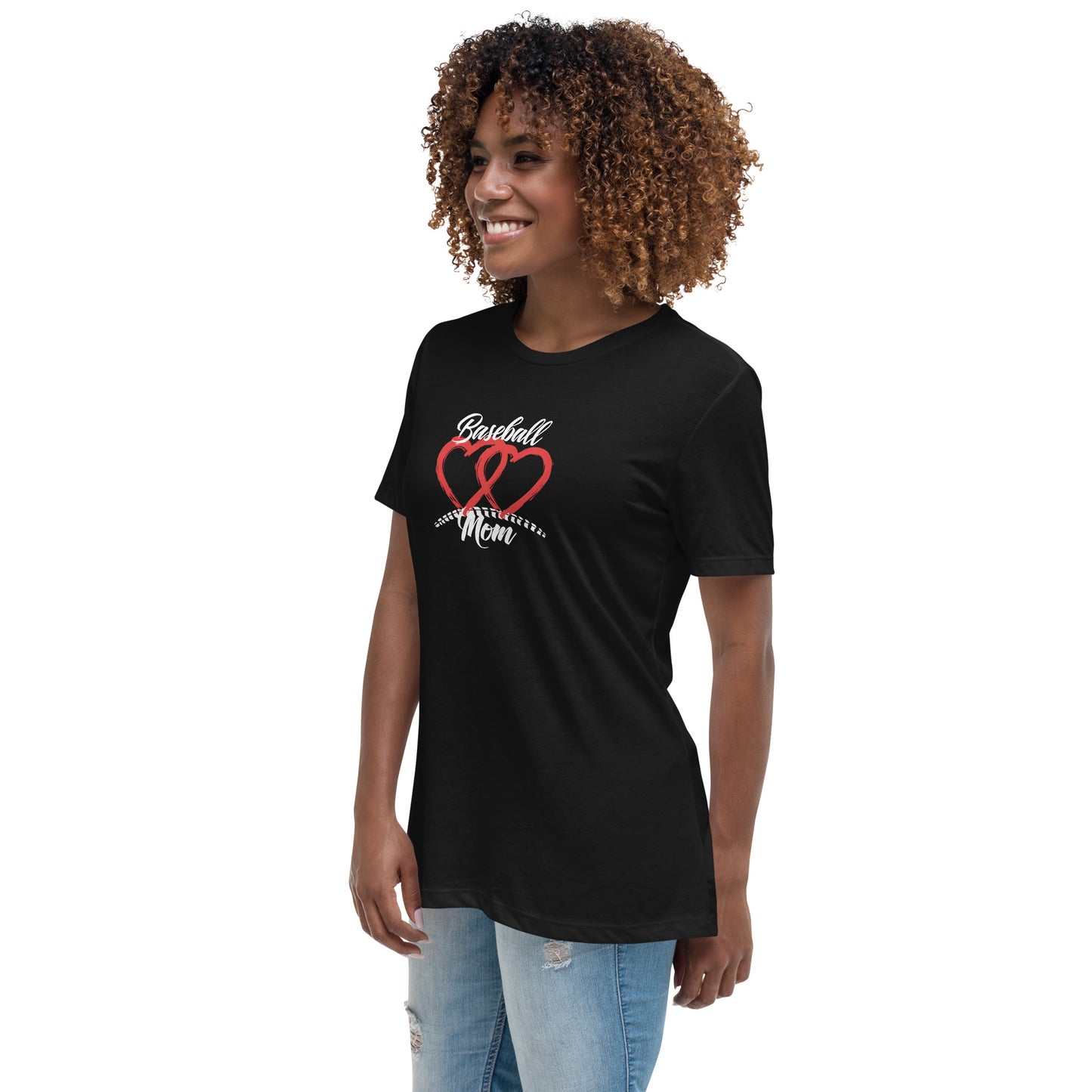 Baseball Mom Two Hearts Women's Relaxed T-Shirt - Multiple Colors