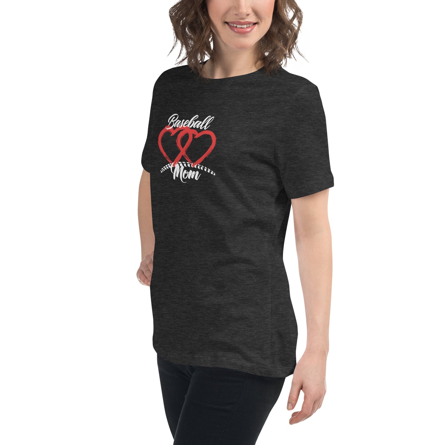 Baseball Mom Two Hearts Women's Relaxed T-Shirt - Multiple Colors