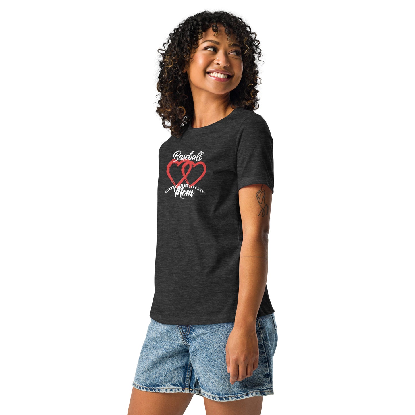 Baseball Mom Two Hearts Women's Relaxed T-Shirt - Multiple Colors