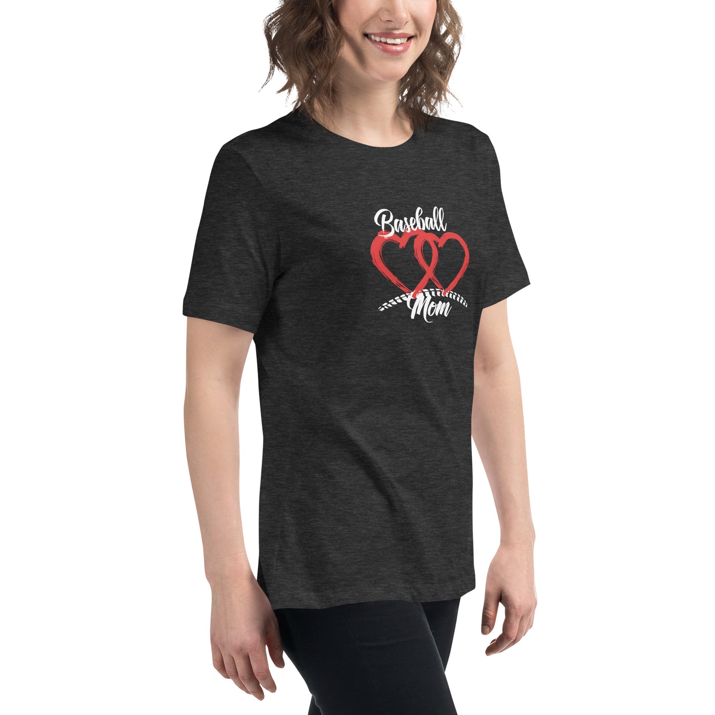 Baseball Mom Two Hearts Women's Relaxed T-Shirt - Multiple Colors