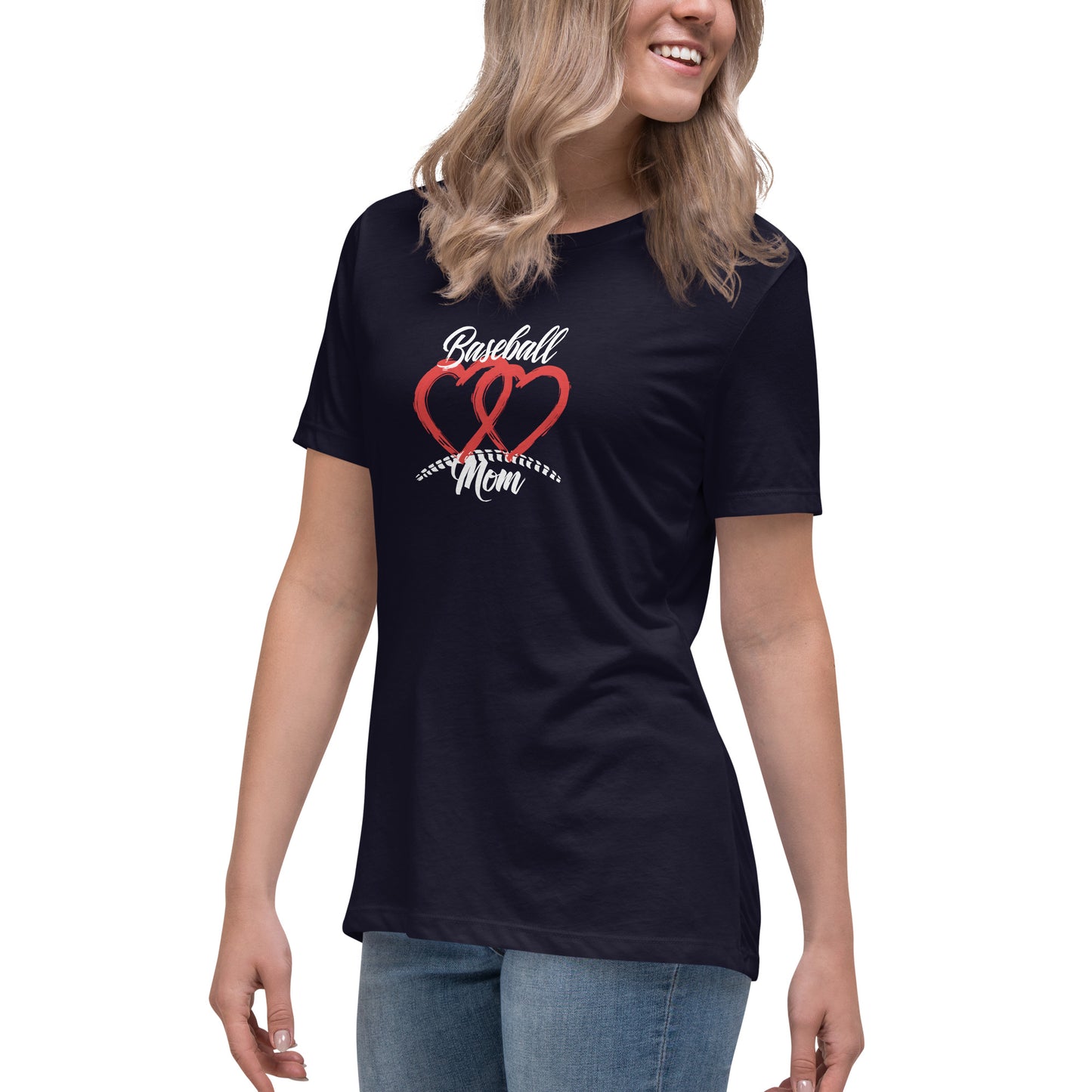 Baseball Mom Two Hearts Women's Relaxed T-Shirt - Multiple Colors