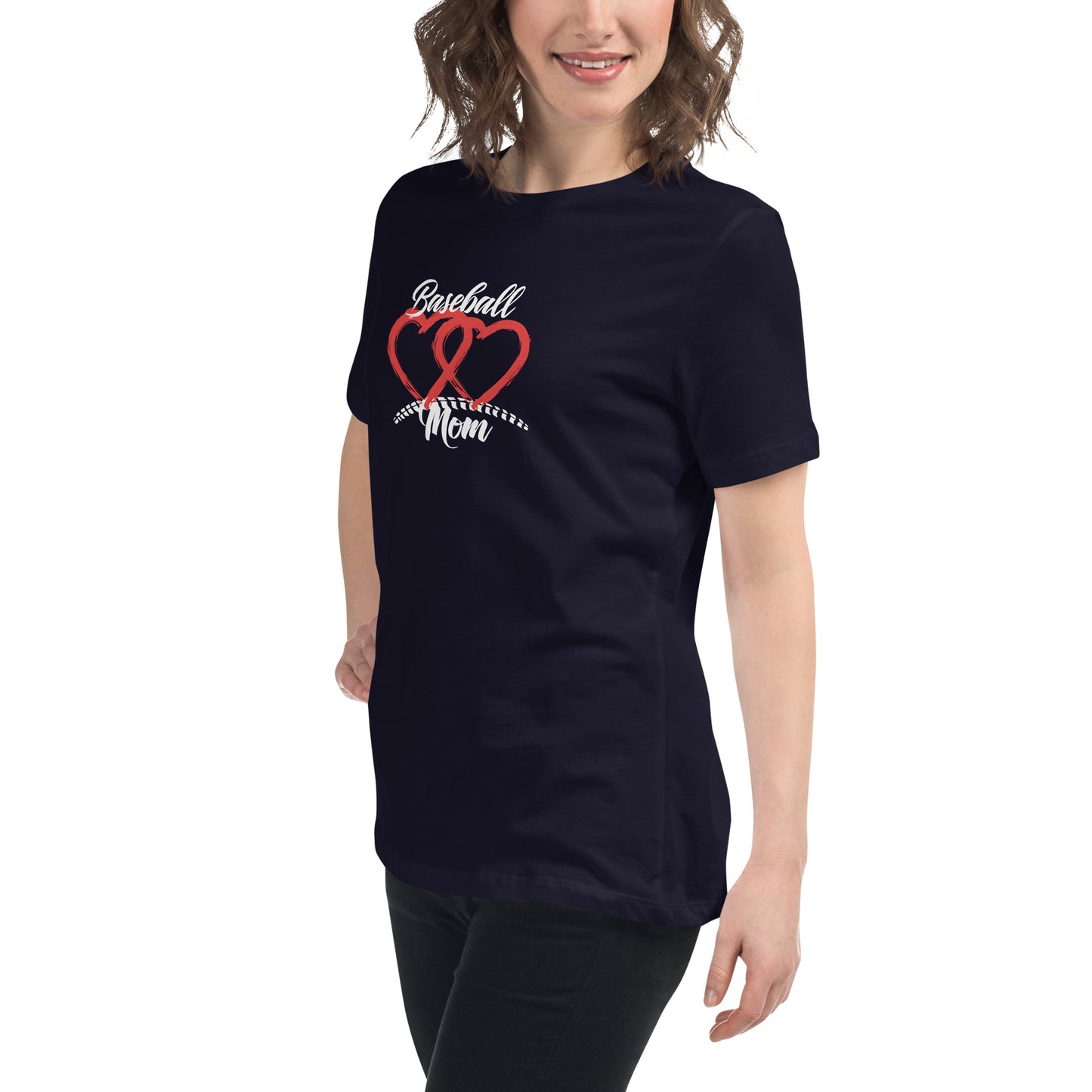 Baseball Mom Two Hearts Women's Relaxed T-Shirt - Multiple Colors