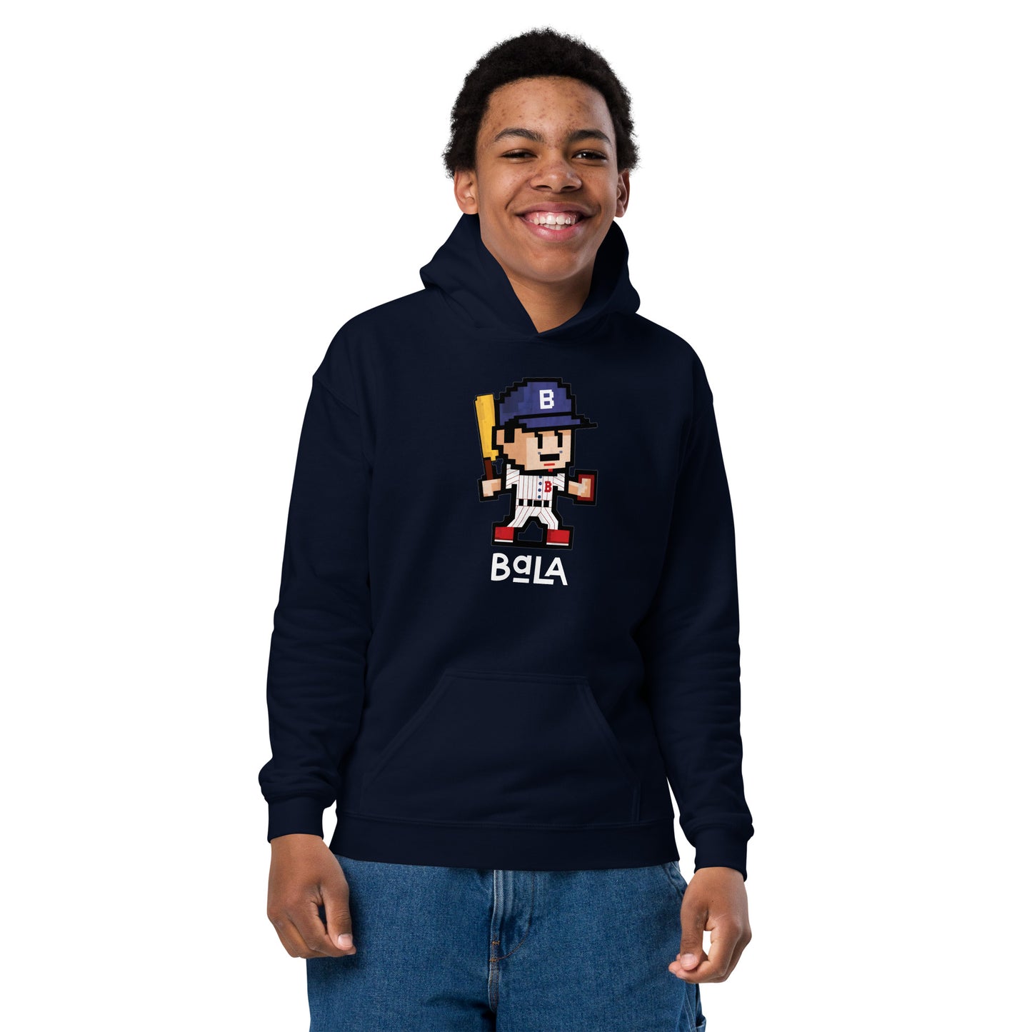 8 Bit Baseball Player Youth heavy blend hoodie - Multiple Colors